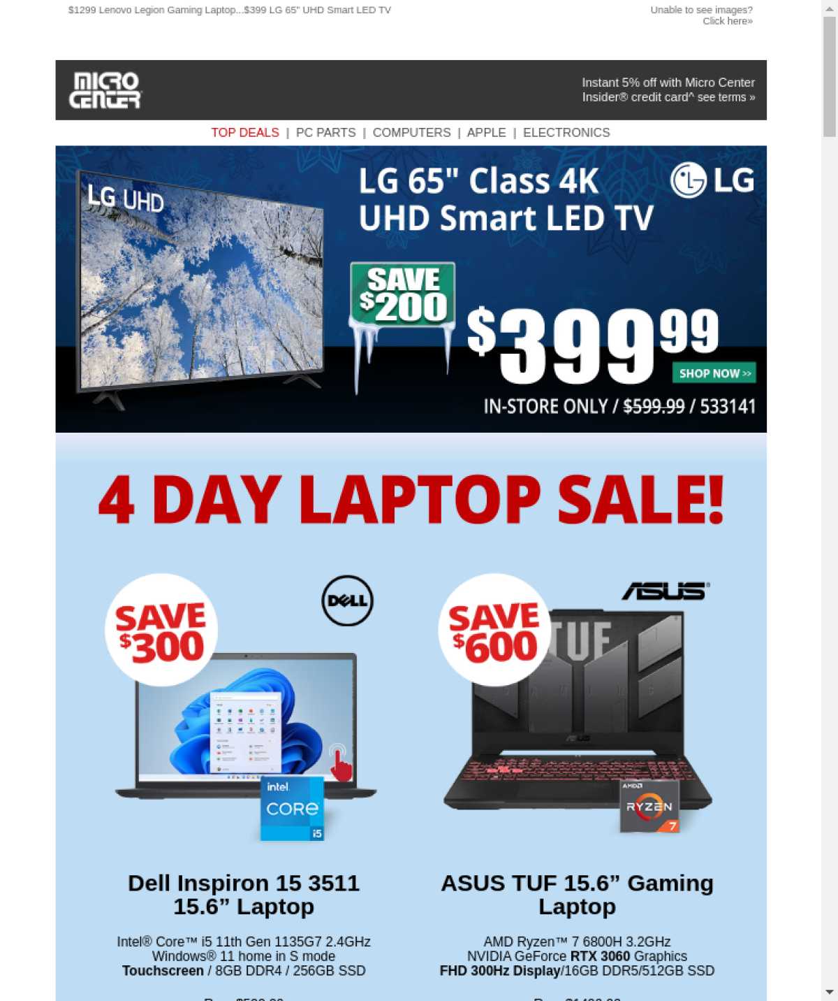 $899 ASUS TUF Gaming Laptop! $299 Dell Inspiron 15.6
