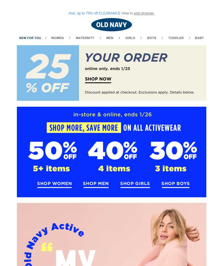 Please open! You can't ignore HALF OFF ALL activewear